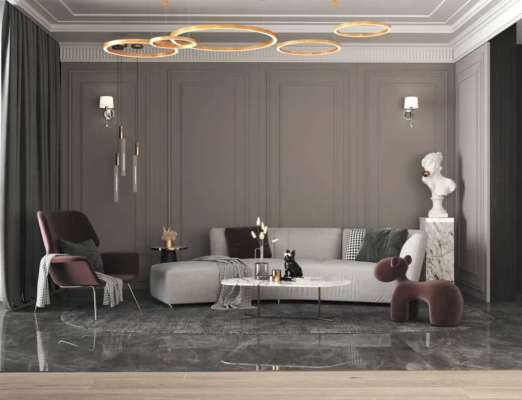 3D living room render design India