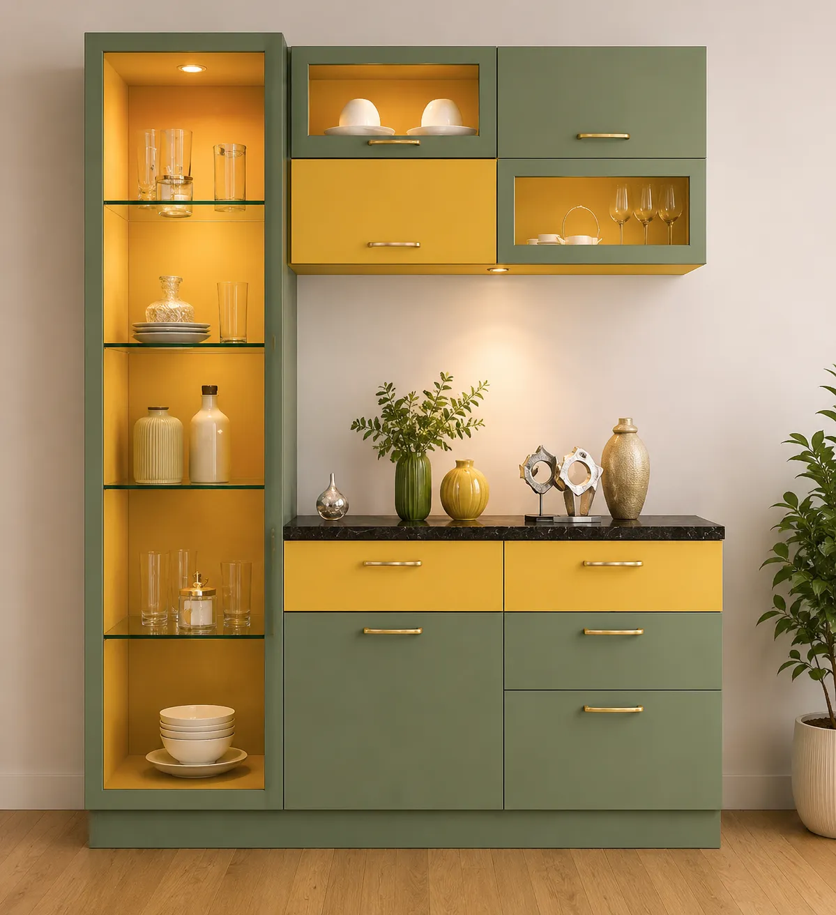 Custom china cabinet wall unit design Gurgaon