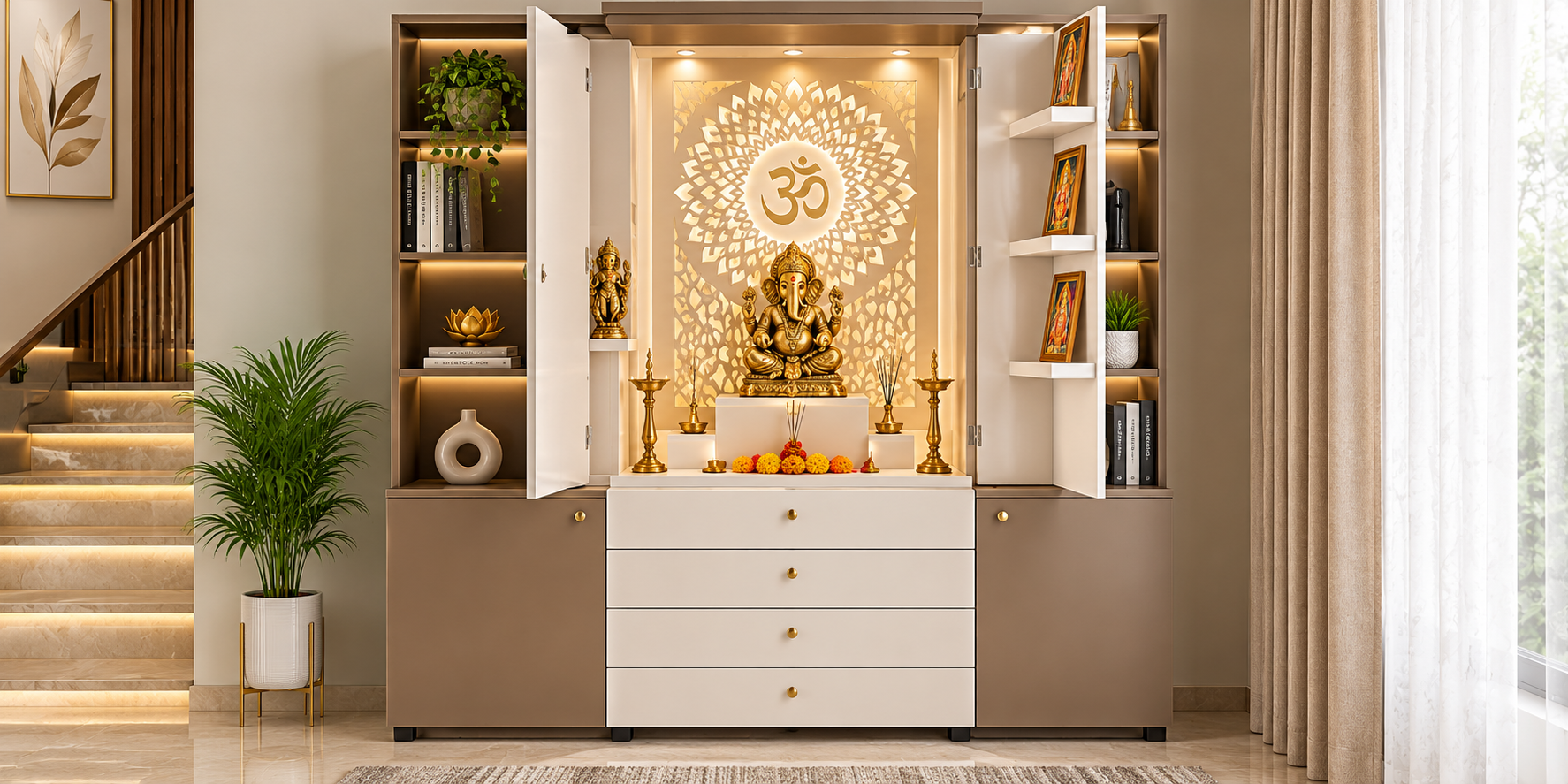 Wall mounted puja unit design Faridabad