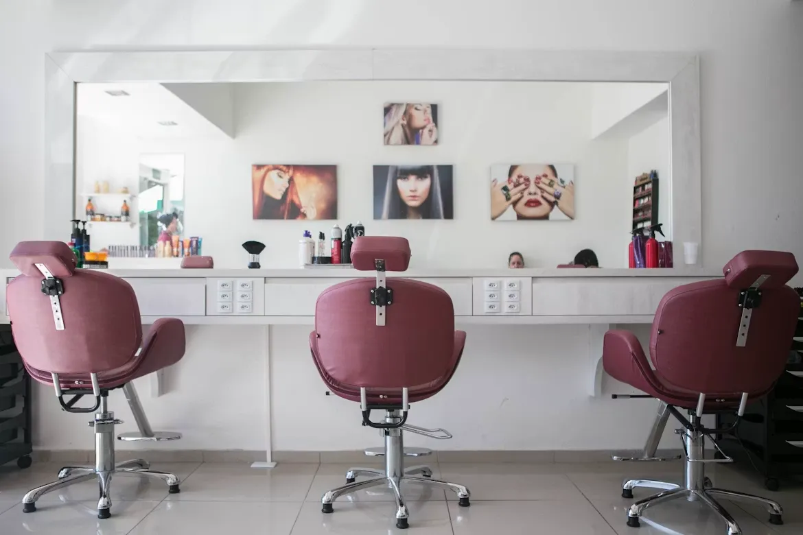 Hair salon styling station design Faridabad