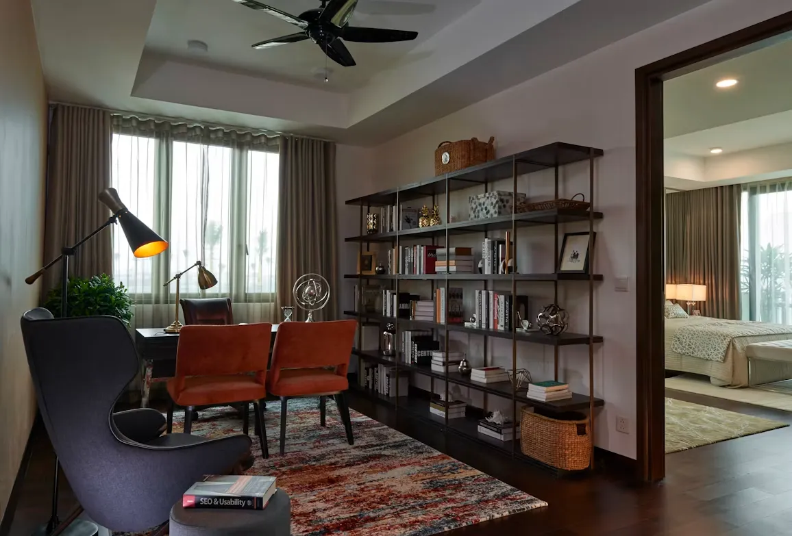 Private library home study room bookshelves