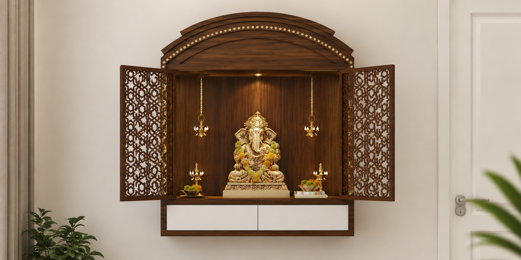 Custom puja unit mandir design Faridabad Delhi NCR Elegant Decors