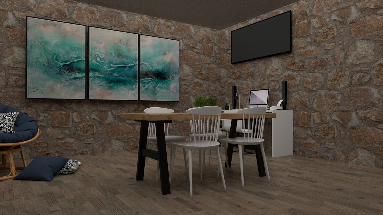 Natural stone cladding customized wall design in home office