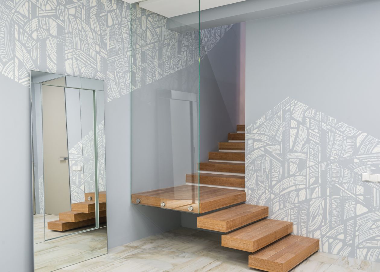 Glass panel customized wall design in modern apartment