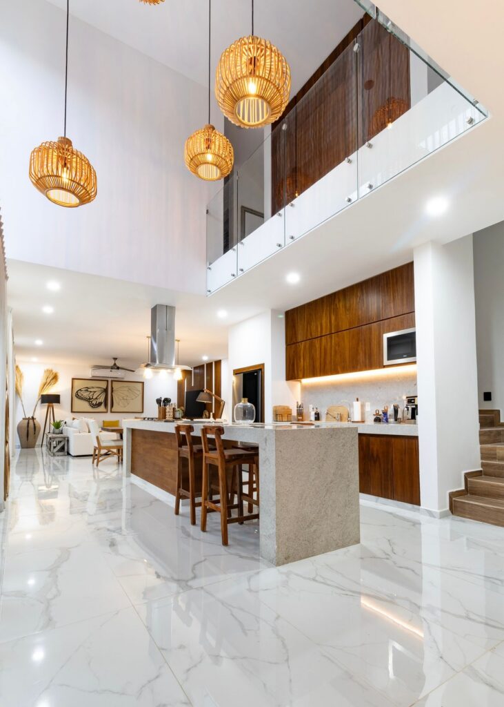 Modern studio apartment interior with smart storage layout