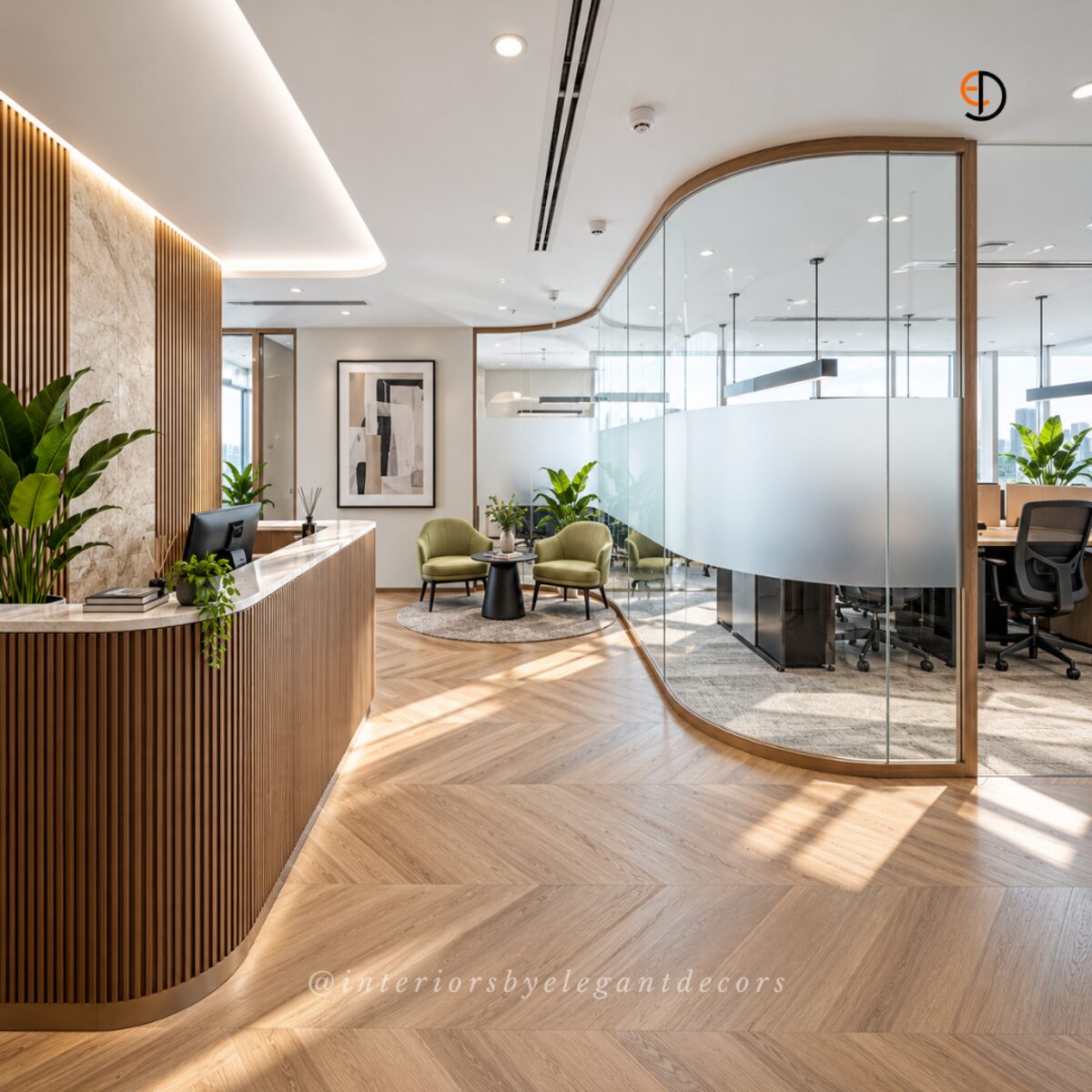 Office reception fluted desk Elegant Decors