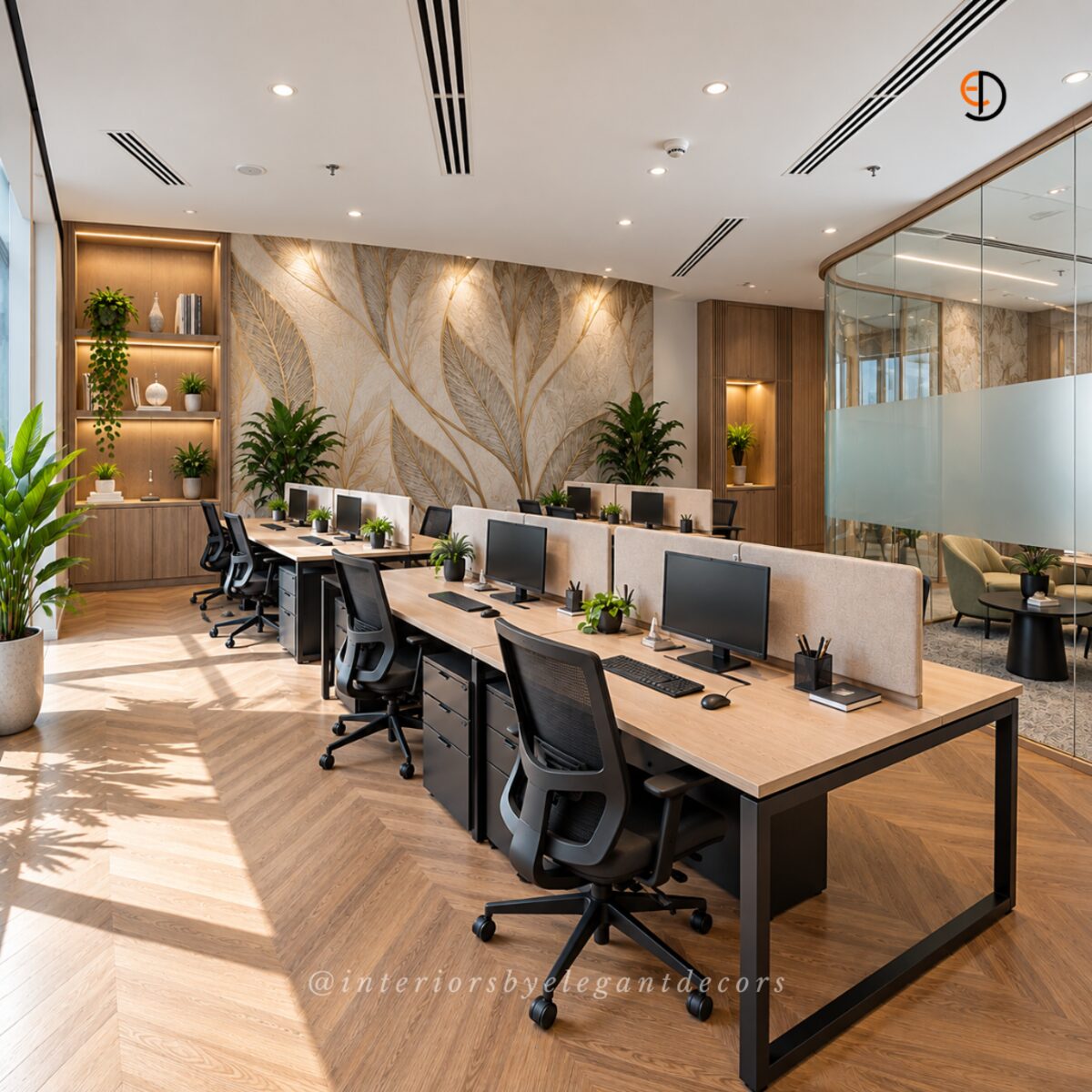 Office workstations feature wall Elegant Decors