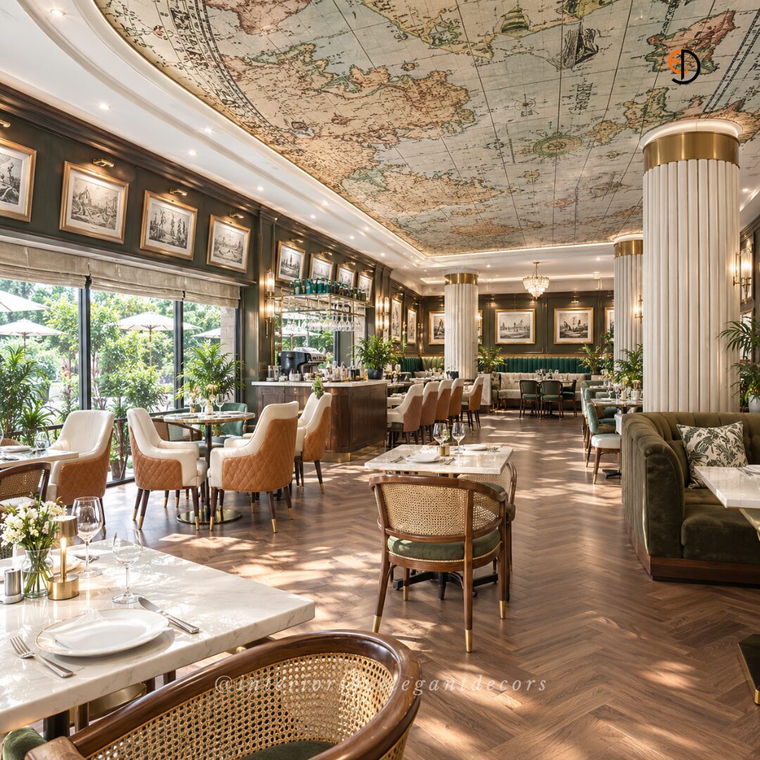 Dining hall map ceiling Elegant Decors